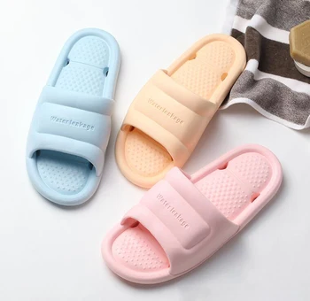 

Female summer non-slip indoor slipper soft home slippers bath thick bottom sandals for couple 7 colours flats