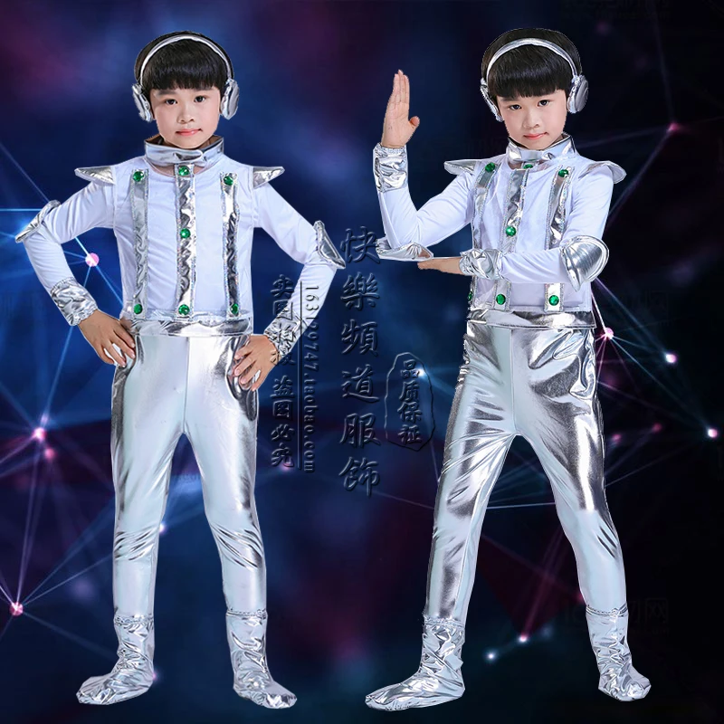 

Children's Robot Costume Children's Demeanor Dance Every Day and Future Hand-in-hand Space Cosmos Costume