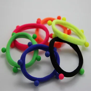 

100 PCS 3D High Quality Women's Girl Hair Ties Elastic Headband Rope Ring with Ball Rubber Headwear Accessories Ponytail Holder