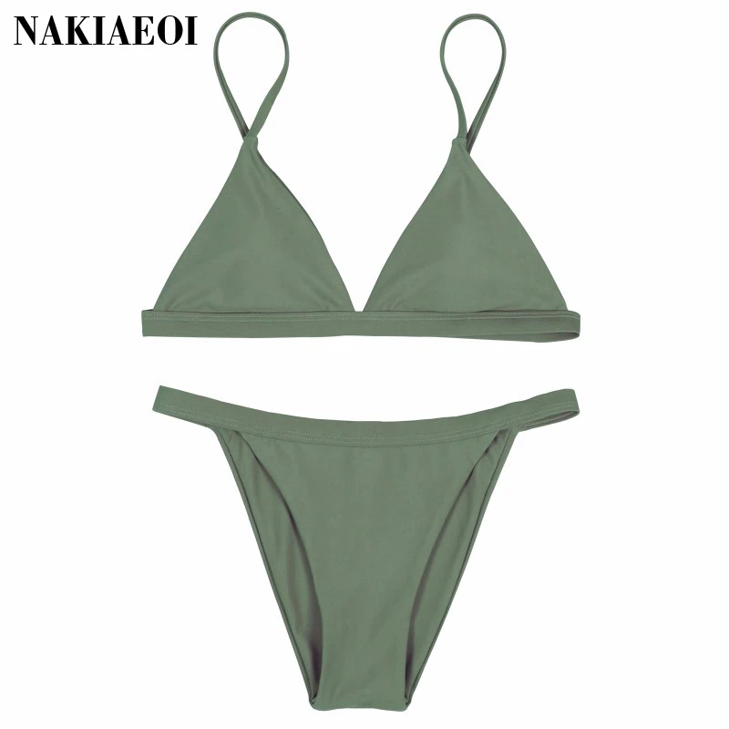 

NAKIAEOI Sexy Bikini 2019 Swimwear Women Brazilian Bikini Set Bandage Swimsuit Soild Beach Wear Swimwear Female Bathing Suits