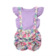 Одежда для новорожденных девочек от 0 до 24 месяцев комбинезон с цветным узором и рюшами, шорты праздничный наряд