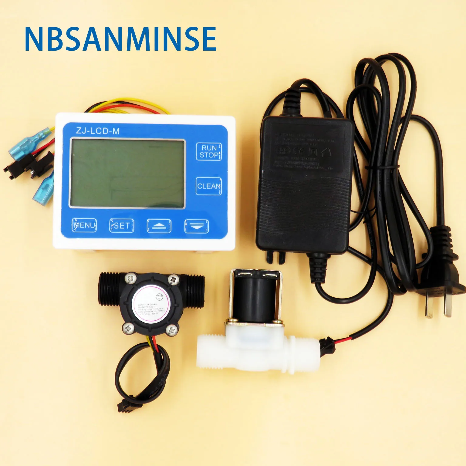 

NBSANMINSE SMCD-M Flow Quantitative Controller Instrument SMF-S201 Water Flow Sensor SMPDJ-23 Water Solenoid Valve power adapter