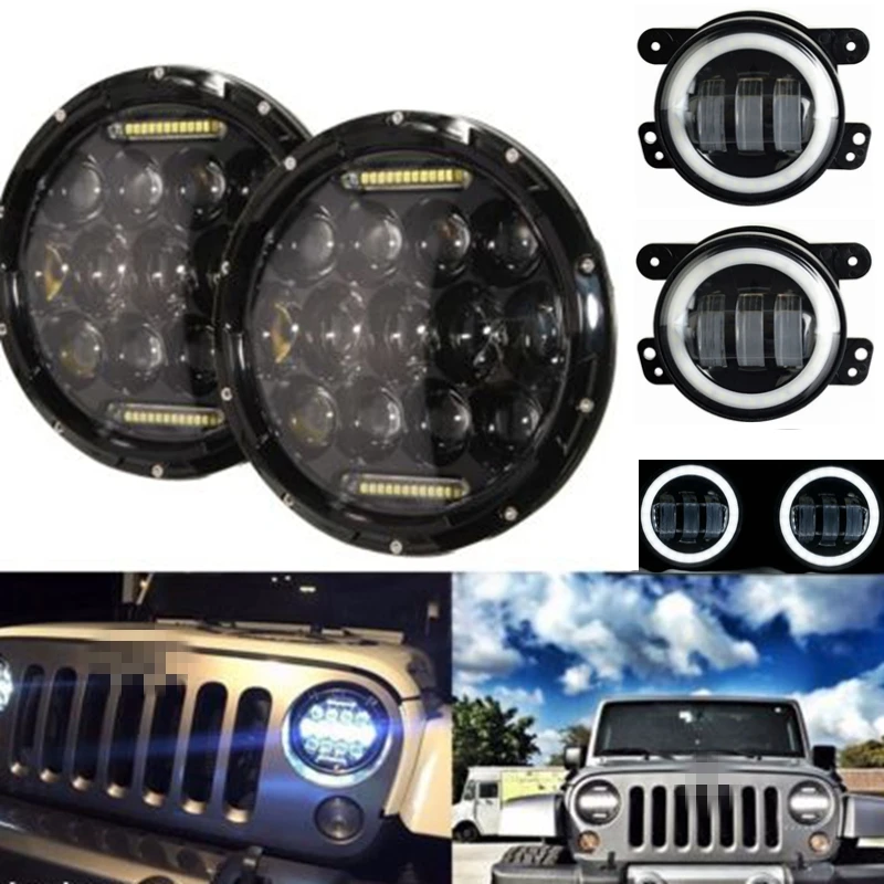 75 Вт 7 &quotсветодиодный головной светильник H4 H13 для Jeep Wrangler JK по низкой цене с 4&quot
