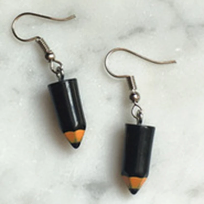

Cute Colored Pencil Earrings Fashion Handmade Resin Pencil Dangle Earring Personality Party Earring Children's Fun Jewelry