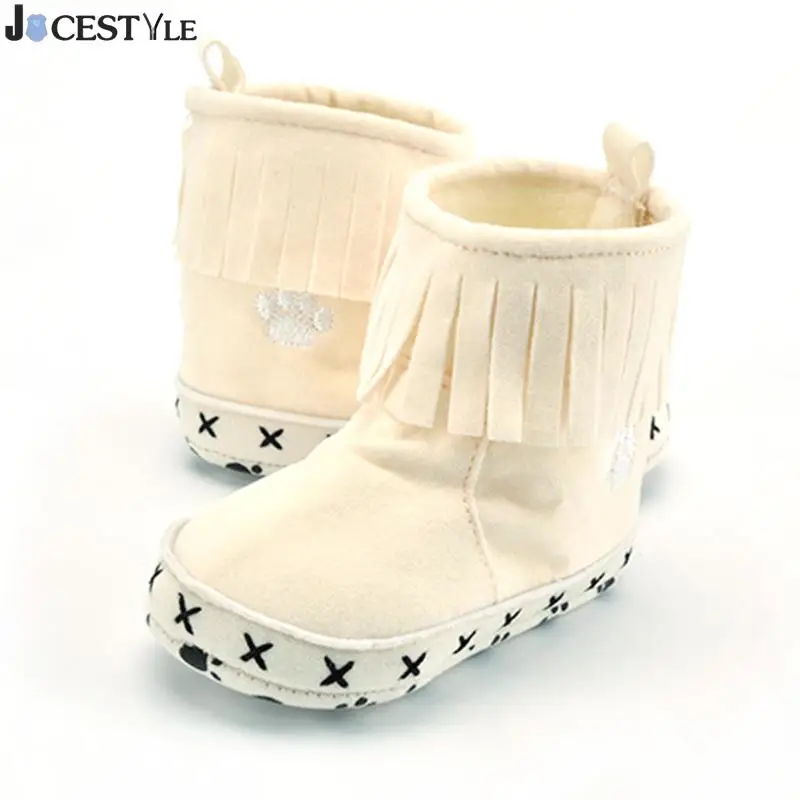 JOCESTYLE Autumn Winter Baby Girls White Boots Infant Solid Boot
