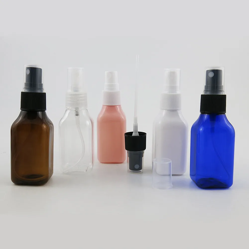 

50ml Amber Blue Pink Clear White PET Plastic Perfume Fragrance Atomizer 50cc Parfum Mist Sprayer Container 500pcs