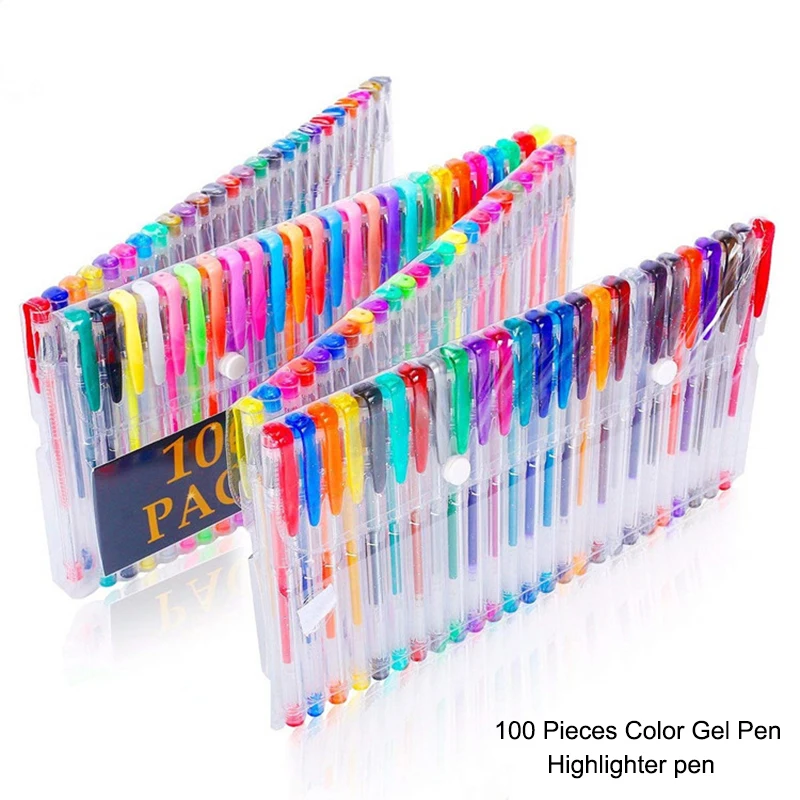 100 pieces Colorful gel Pen Set Glitter Neon Metallic Drawing Graffiti Pens Sketching Painting School Office Supplies for Kids | Канцтовары
