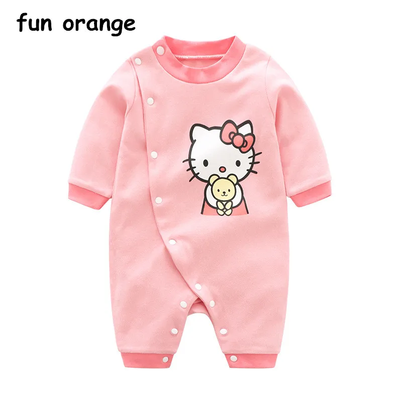 Fun Orange Baby Clothing Cartoon Long Sleeve Cotton Baby Romper 0 1