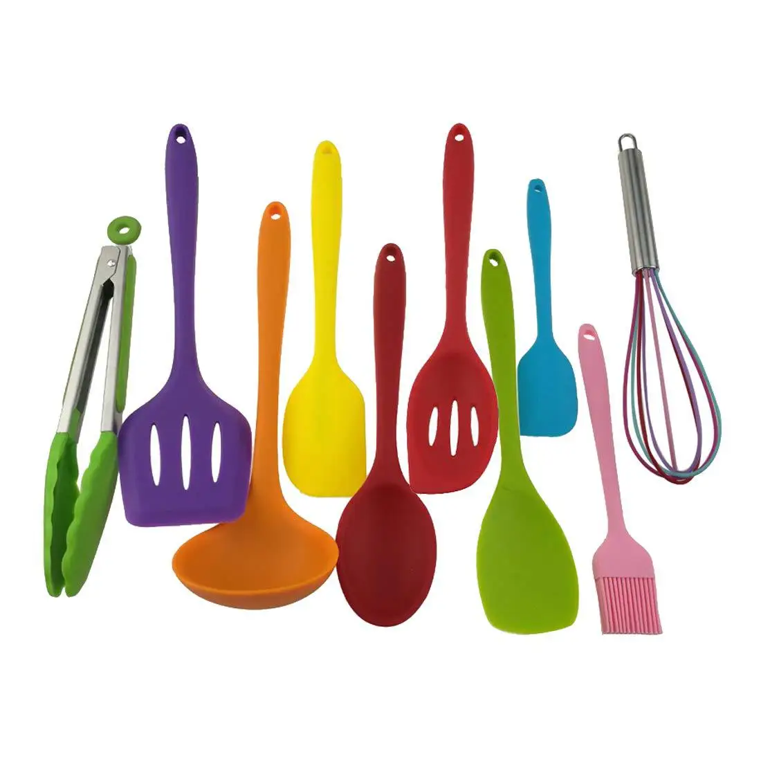 

10pcs/set Kitchenware Heat Resistant Silicone Kitchen Utensil Set Non-Stick Egg Beater Spoon Spatula Oil Brush Cooking Tool Sets