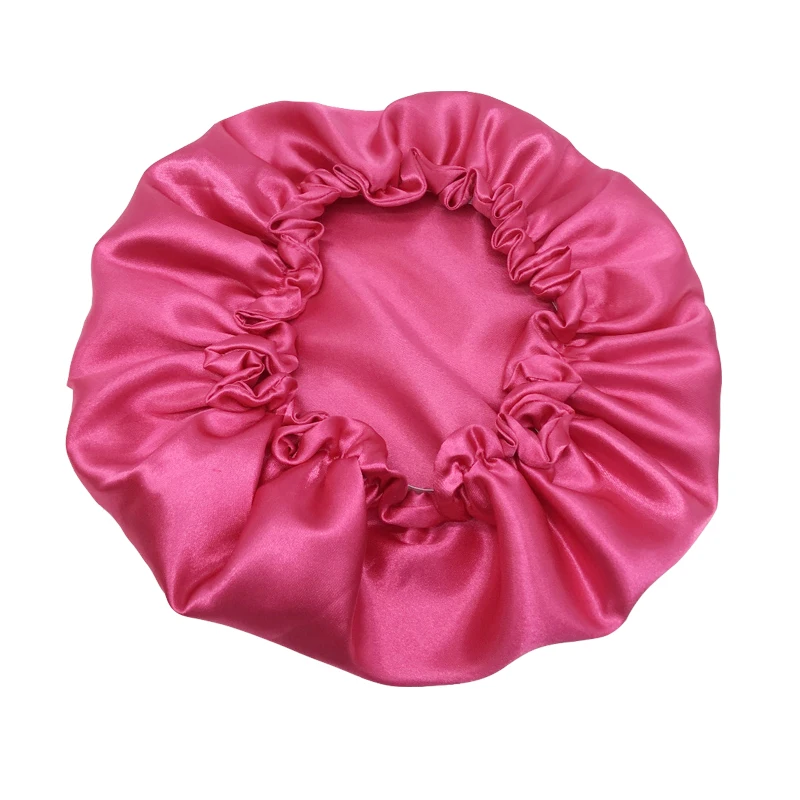 Индивидуальный принт качество 2 слоя Полиэстер Сатин розовый bonnets забота Расширение парик волосы шапочка для сна шапочки для ванной взрослый размер 50 шт в партии