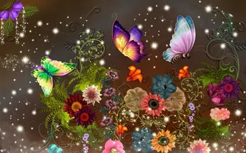

floral bloomin fantasy colorful flower Butterfly backdrop High quality Computer print party backgrounds