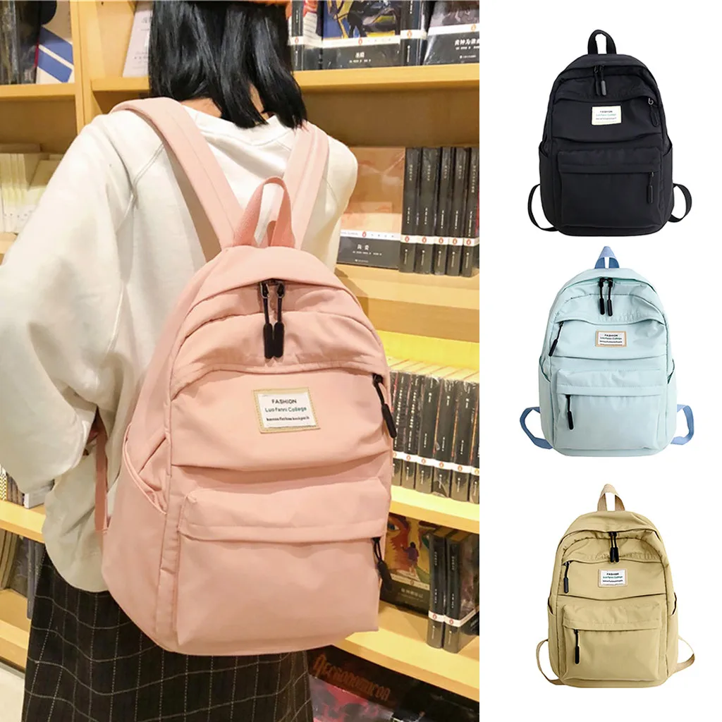 Женские нейлоновые Водонепроницаемые рюкзаки, рюкзаки для путешествий, портативный рюкзак с большой вместительностью, Одноцветный Повседневный Рюкзак, школьная сумка