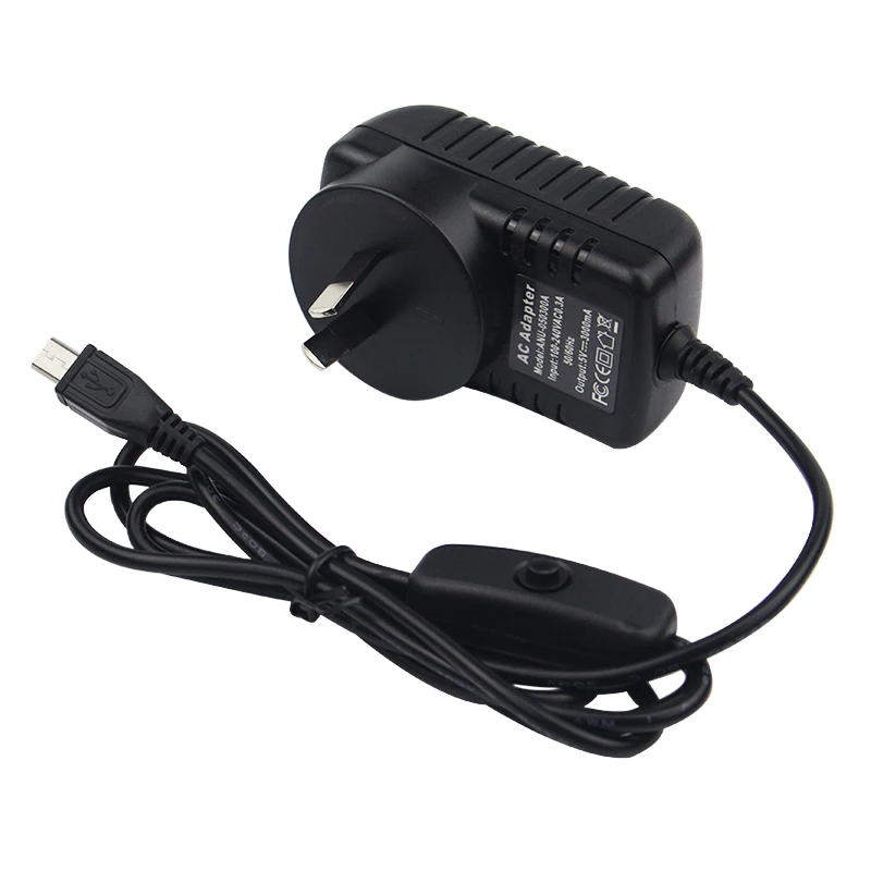 Raspberry pi 5v 3a Fonte de Alimentação com Botão Interruptor Adaptador de Alimentação Porta Micro Usb Laranja pi Zero w Lts - Imagem 4