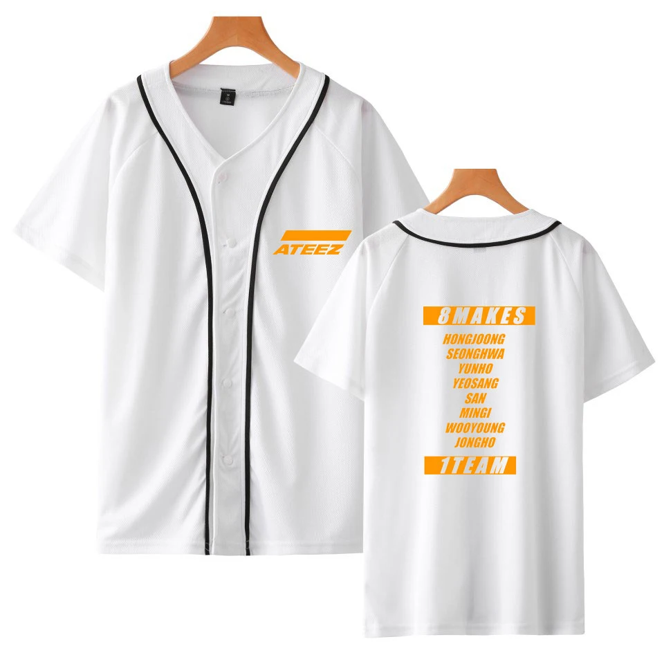

Summer ATEEZ NEW ATEEZ Loose Short Sleeve Baseball T-shirt Women/men K-pop Bangtan Casual Harajuku The Button Baseball Tshirt