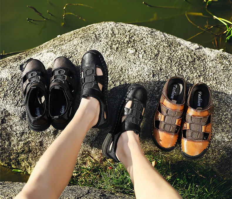 ZUNYU/Новинка года; мужские сандалии из воловьей кожи; мужские сандалии; Летние качественные пляжные шлепанцы; повседневные кроссовки; пляжная обувь для улицы; размер 46