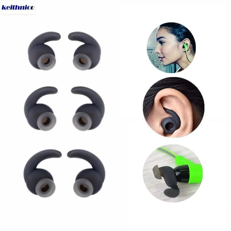3 Pairs Ear Bud Tips Ear Gels Replacement Anti Slip Earbuds Hooks for