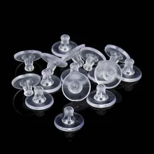 100pcs Earrings Accessories Rubber Back Silicone 11mm Round Ear Plugging Blocked Plastic Earring Stoppers for DIY Jewerly Making