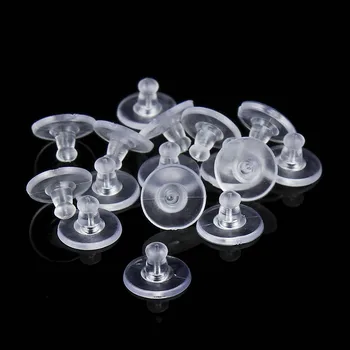 

100pcs Earrings Accessories Rubber Back Silicone 11mm Round Ear Plugging Blocked Plastic Earring Stoppers for DIY Jewerly Making