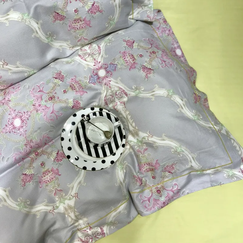 Waliicorners 4pcs Collection Floral print Duvet cover 100%Cotton Soft Bedding Set queen size king Bed sheets or fitted sheet pillow shams 44 IMG_6621