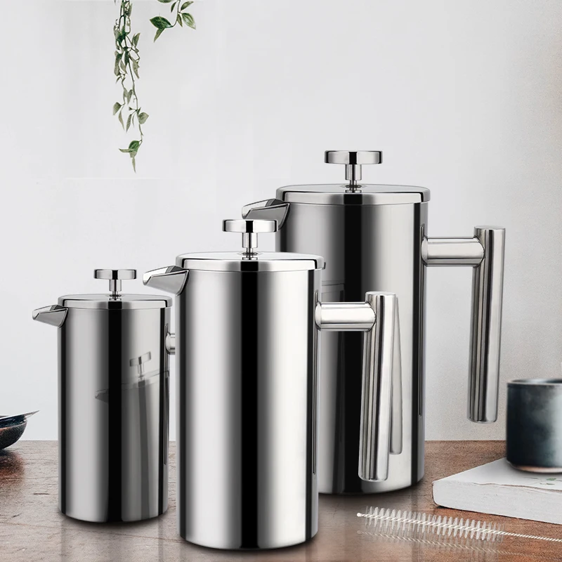 Coffee Maker French Press Stainless Steel Espresso Coffee Machine Double-Wall Insulated Tea Maker Pot 1000ml Coffee Maker French Press Coffee Press Coffee Press
