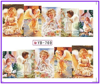 

Nail Sticker Full Cover CAT KITTEN RELIGION ANGLE GODSON Water Transfers Stickers Nail Decals YB769-774