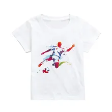 Telotuny хлопок футболка Кубок мира Пользовательские одежда мальчик девочка Футбол Принт топы, футболки с коротким рукавом Одежда JU 19