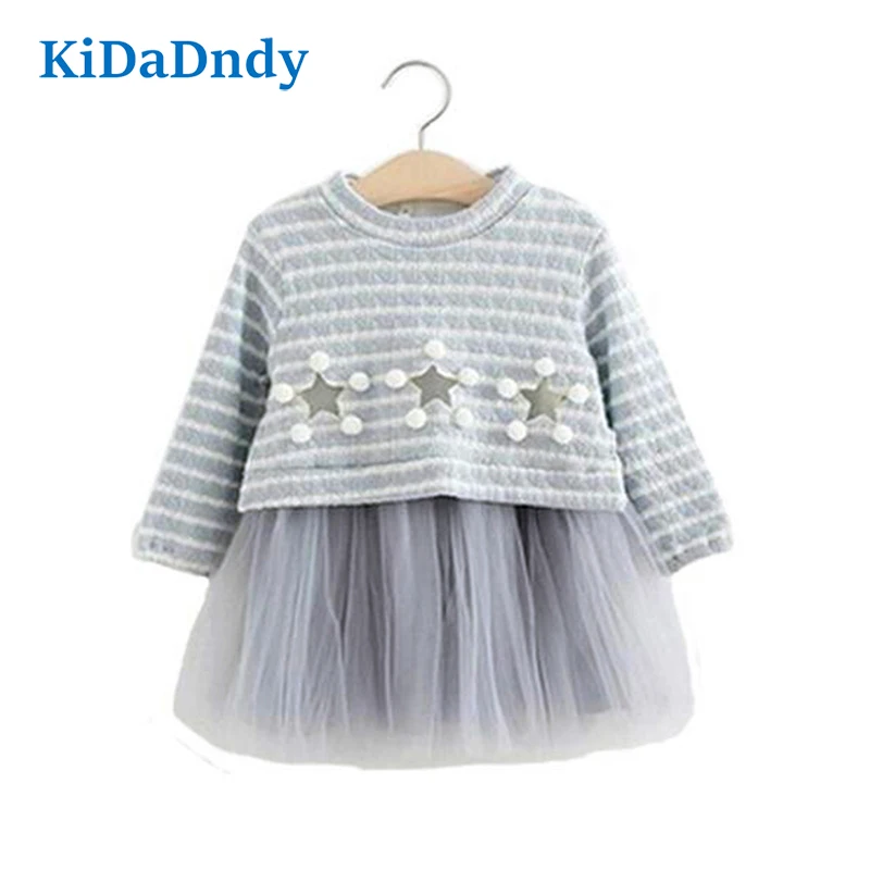 

Novelty Long-sleeved Network Yarn Princess 2017 Spring Children's Cotton Feet Star Pattern Embellishment Skirt YD126