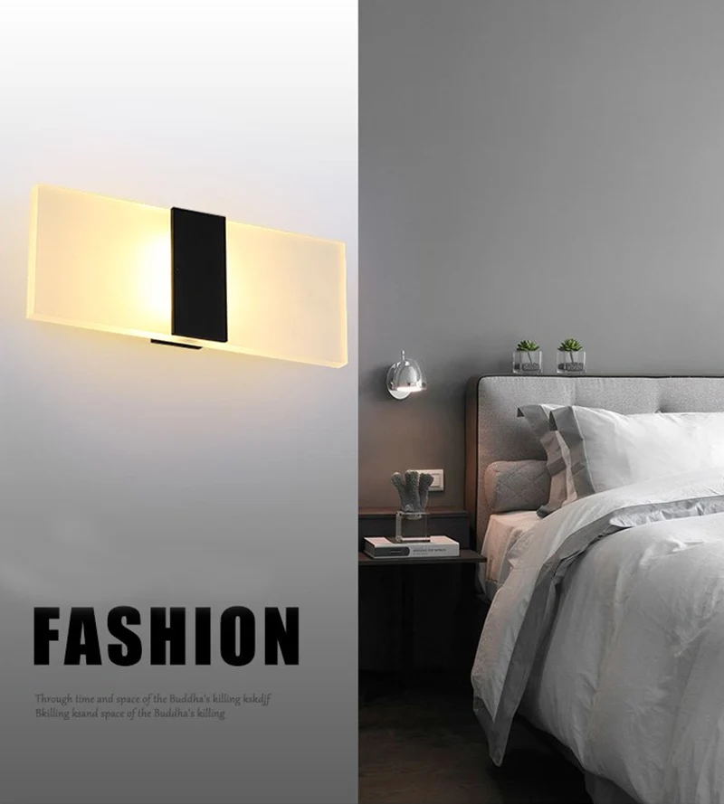 

Mini 3/6/12/18W Led Acrylic Wall Lamp AC85-265V 14CM/22CM Long warm white Bedding Room Living Room Indoor wall lamp