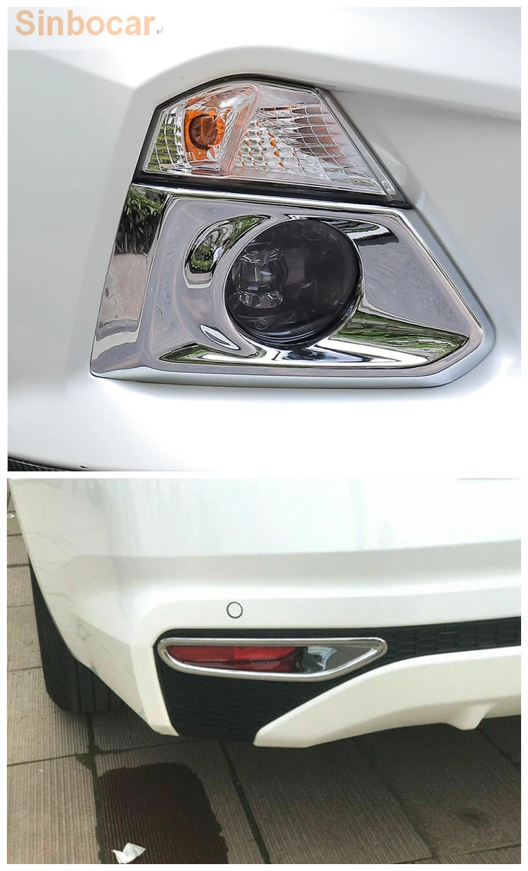 ABS Chrome Front and Rear Fog Light Lamp Cover Bezel Trim 2pcs For