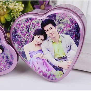 

free shipping S L size heart shape wedding tin boxes can be customized photograph , Hell7