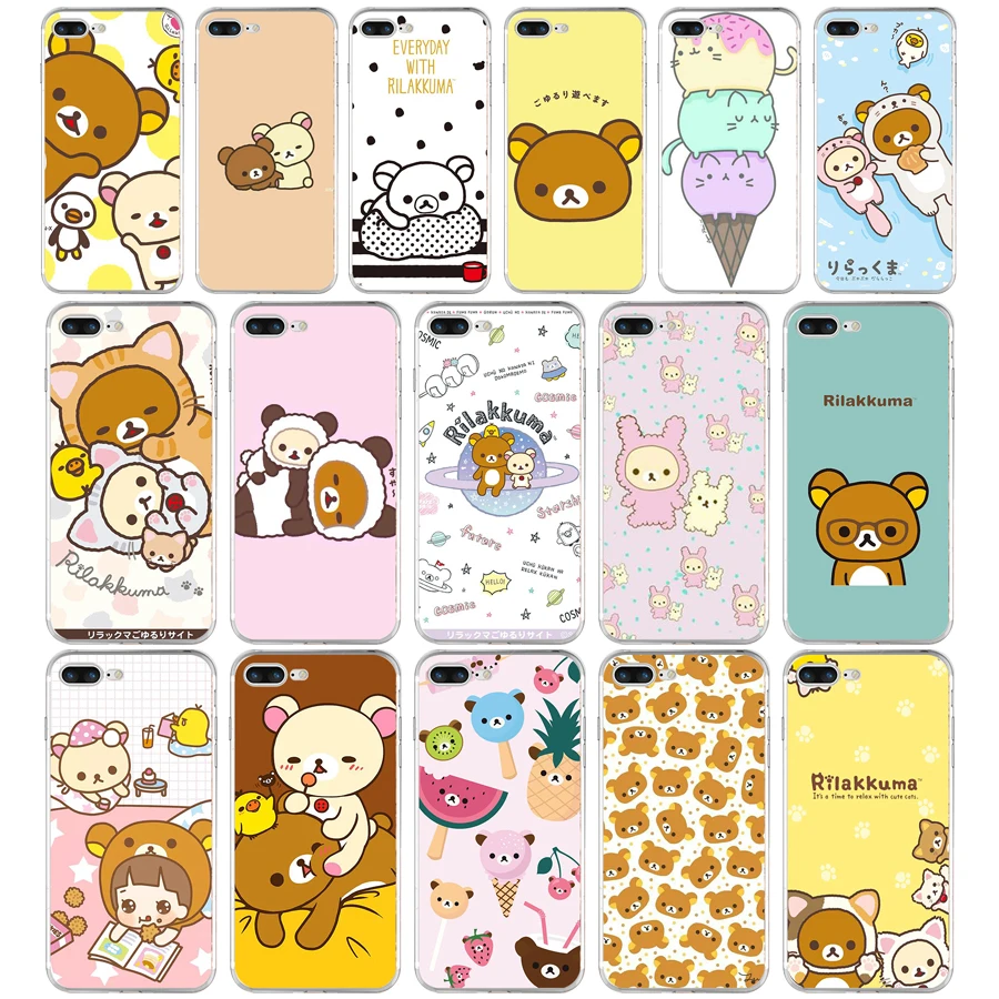 

85AQ funny cute cartoon Rilakkuma Soft TPU Silicone Cover Case For Apple iPhone 6 6s 7 8 plus Case