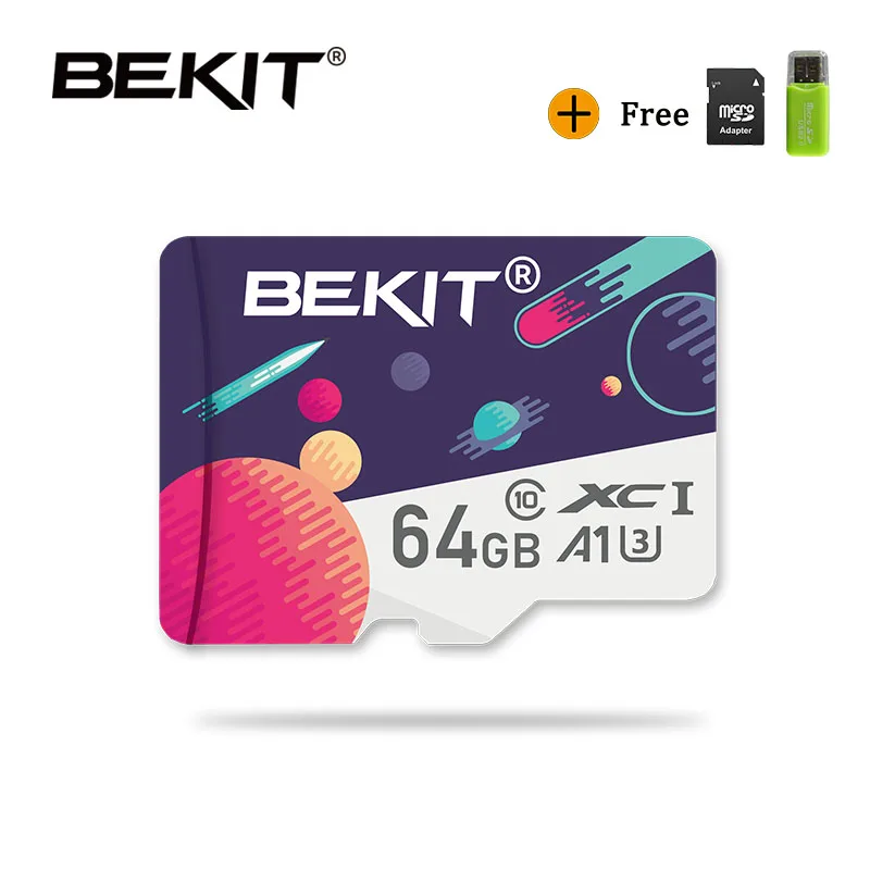 Карта памяти Micro SD Bekit TF карта 128 ГБ 32 64 Гб 256 A1 Class10 80 МБ/с./с флеш micro для смартфона и