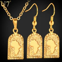 U7 African Jewelry Set Wholesale Gold Plated Africa Map Party Earrings Necklace Set For Women S539