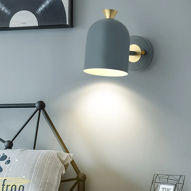 Nordic Wall Lamp Bedside Lamp Iron E27 Bulb Creative living room Aisle
