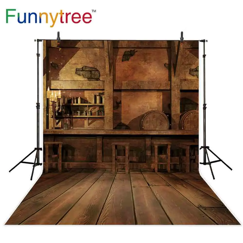 Фоны Funnytree для фотостудии Западный старый паб кирпичная стена винтажная барная