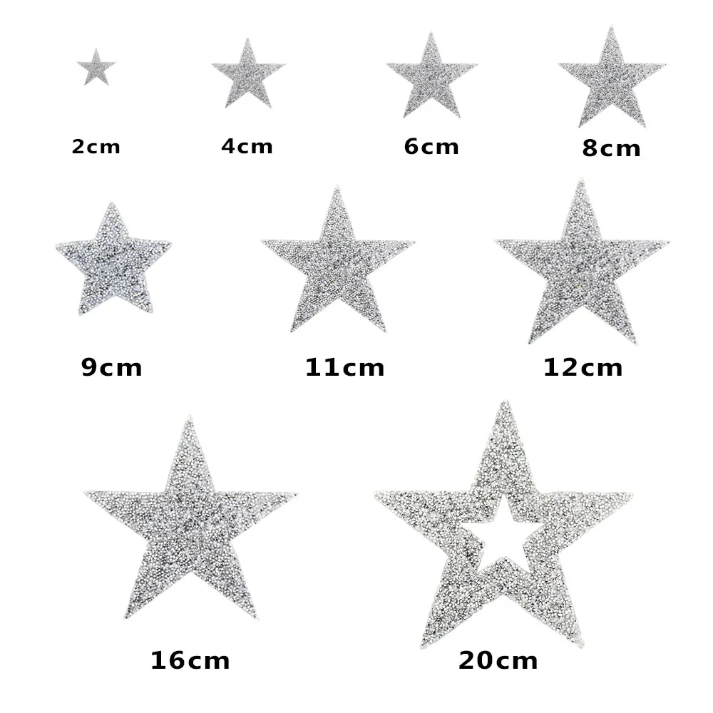 

1Pcs Star Rhinestone Patches Pentagram Stickers For Clothes With Iron Sewing Sequin Embroidered Patches For T-shirt DIY