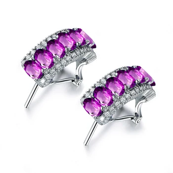 

AINUOSHI Natural Amethyst Arc Click Back Earrings 2.5ct Gems 925 Sterling Silver Earrings Women Jewelry Trendy Pierced Earrings