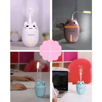 

Free_on Multi-Function Cute Pet Air Humidifier With LED Night Light And Mini Fan Portable Cartoon Oil Air Diffuser Home Office