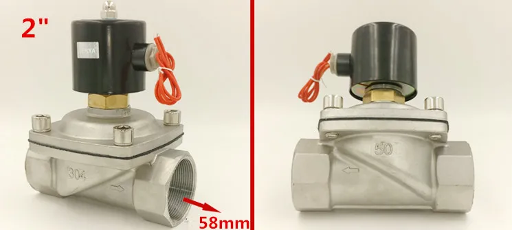 2 ''Нержавеющая сталь нормально открытый клапан watervalves 2W500-50BK DC12V, DC24V или AC220V
