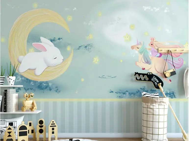 Beibehang papel де parede обои милый кролик ручной работы Единорог детский фон стены hudas красота папье peint