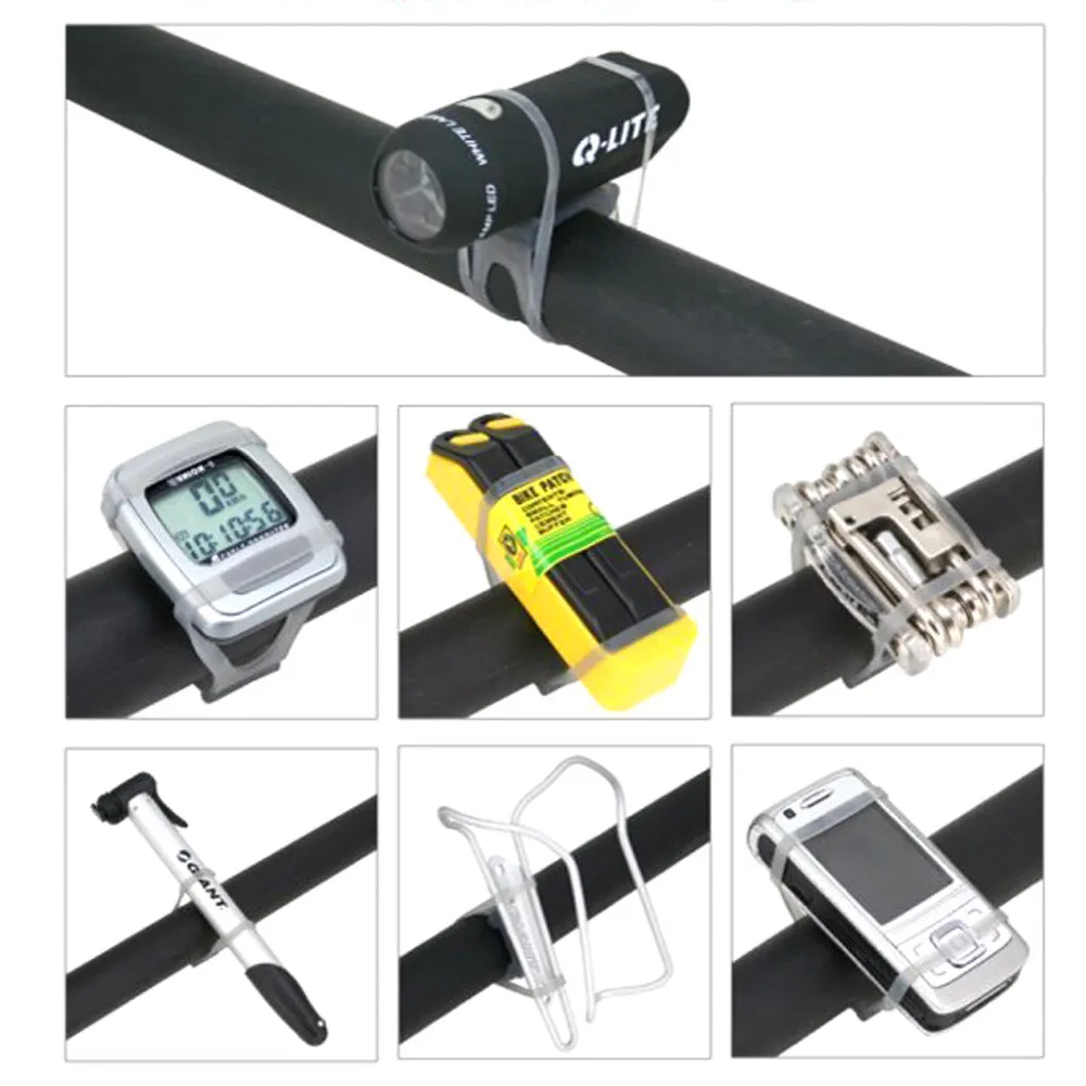 Top Cycling Light Holder Bicycle Handlebar Silicone Strap Band Phone Fixing Elastic Tie Rope Bicicleta Torch Flashlight Bandages 2
