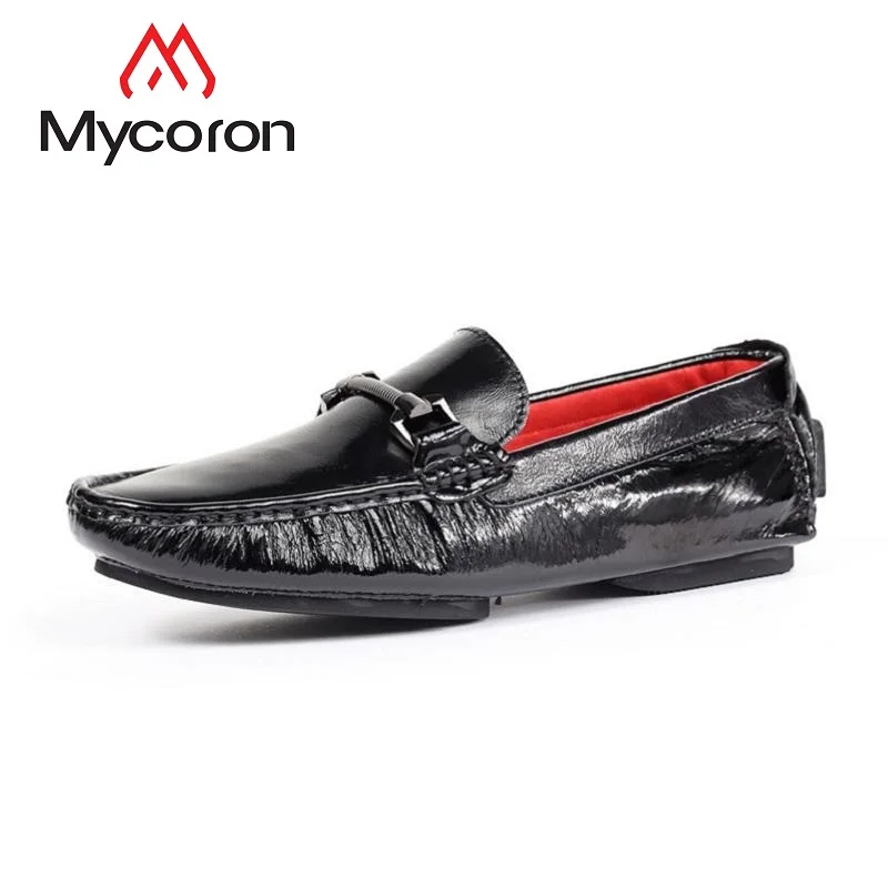 

MYCORON Luxury Designer 2018 Spring/Autumn Mens Shoes Casual Black Casual Boots Men Slip-On Men Moccasins Sapato Masculino