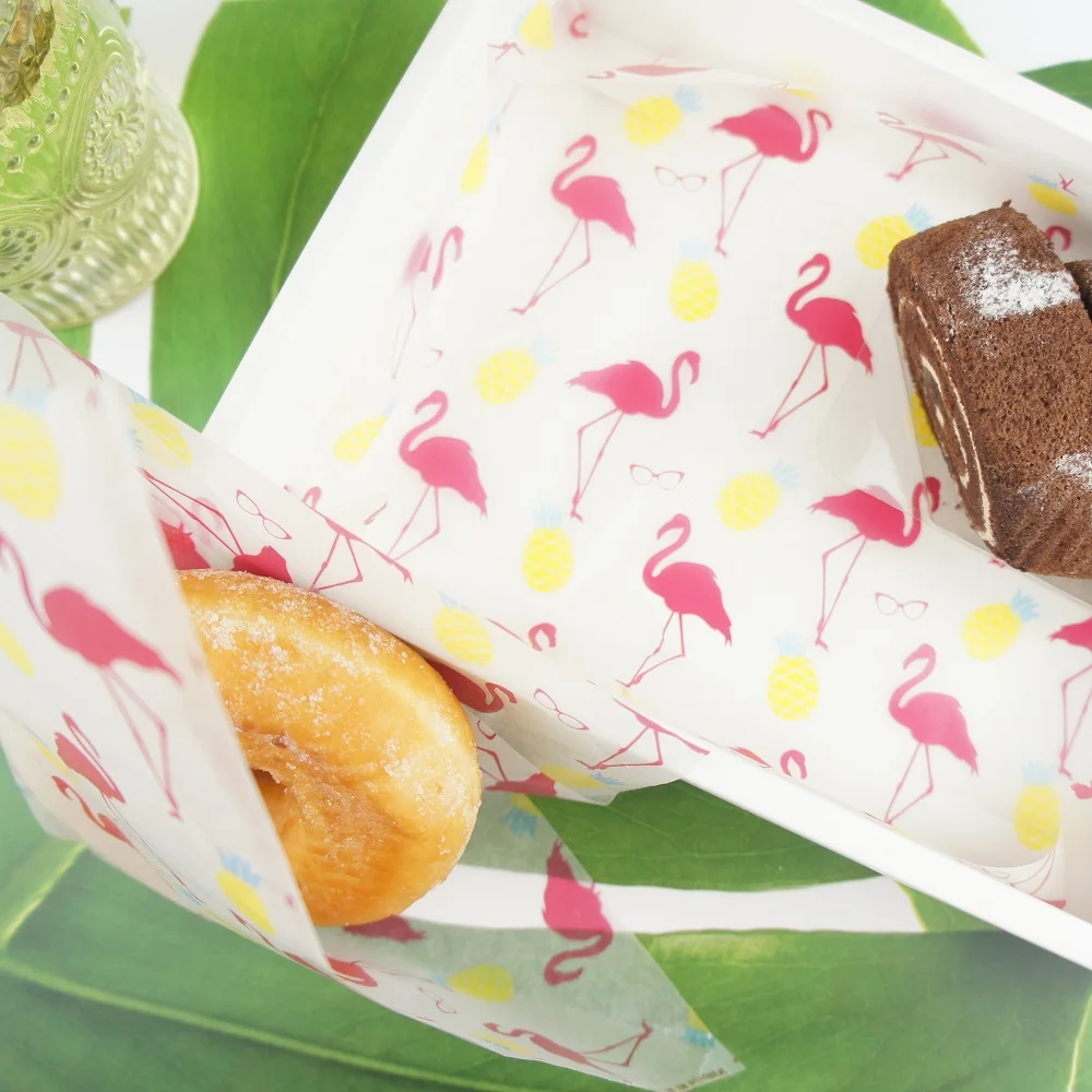 

multi-use 21.8*25cm 30pcs Flamingo design wrapping paper Soap Making food candy packaging