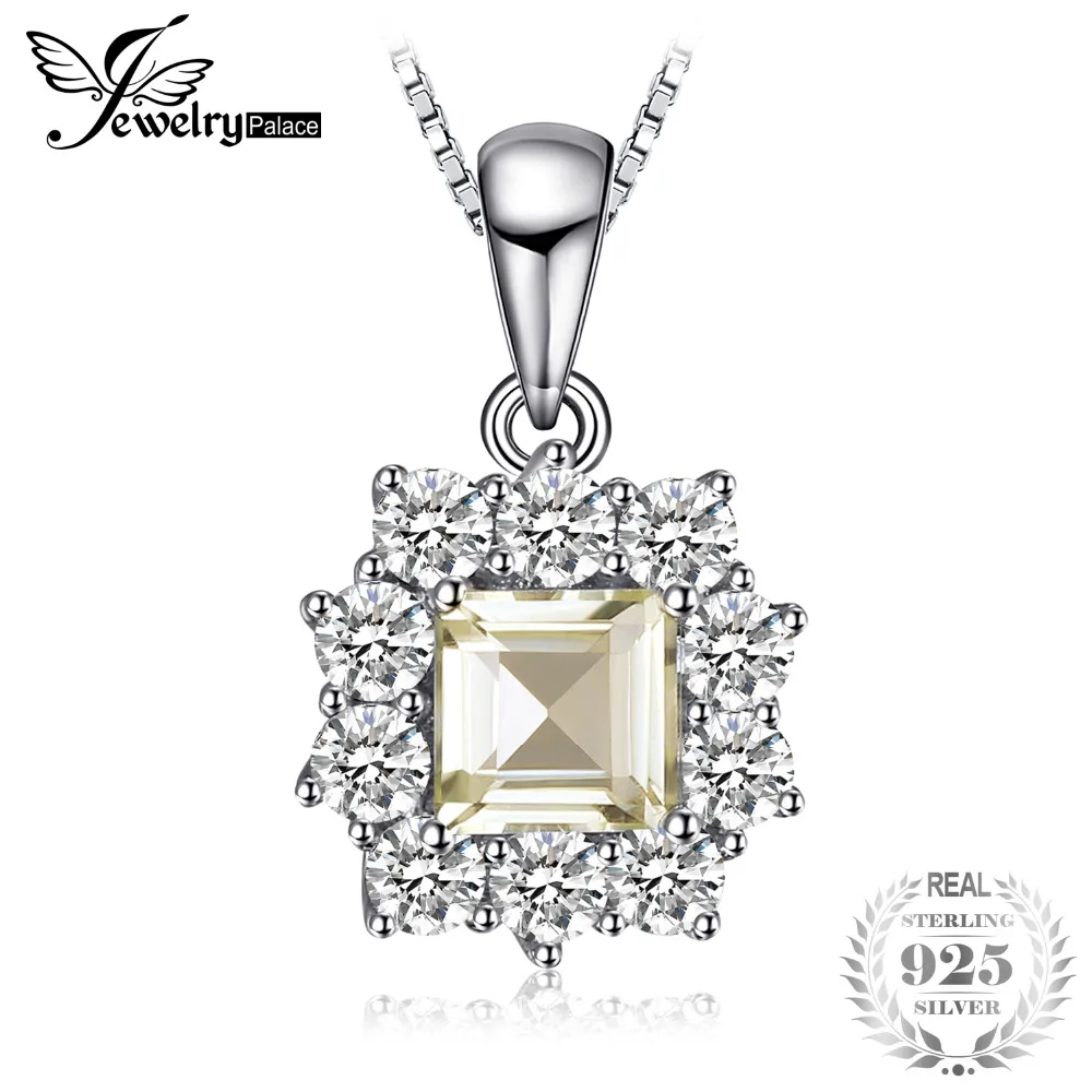 JewelryPalace Halo 0.65ct Unique Gem stone Lemon Quartzss Pendant Necklace 925 Sterling Silver Fashion Jewelry New Without Chain | Украшения