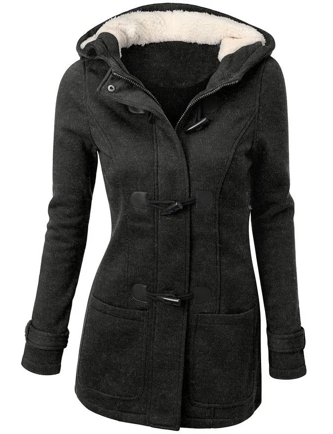 Зимняя женская куртка с капюшоном, зимнее пальто, модная Осенняя Женская парка, пальто с роговыми пуговицами, Abrigos Y Chaquetas Mujer Invierno