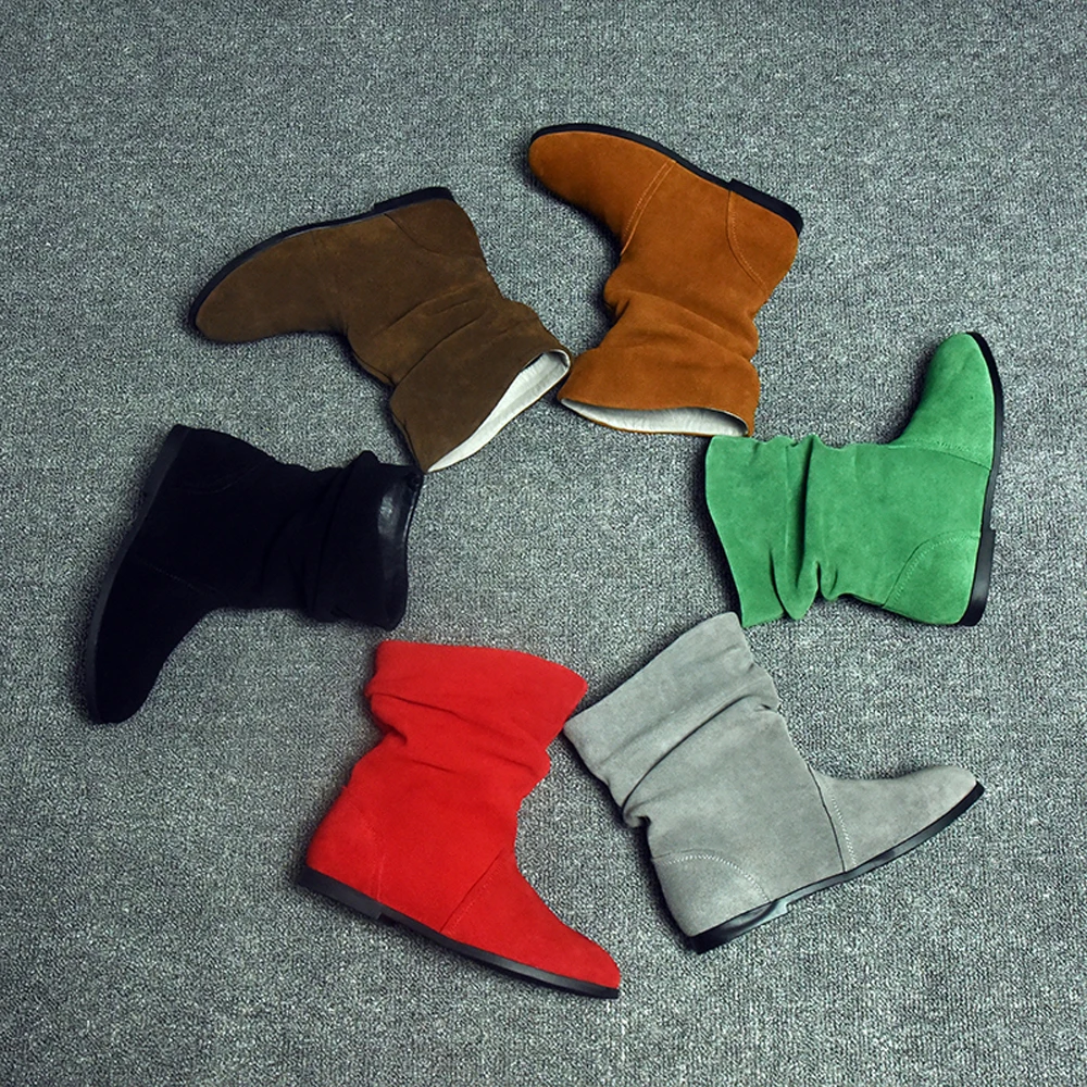flat heel calf boots