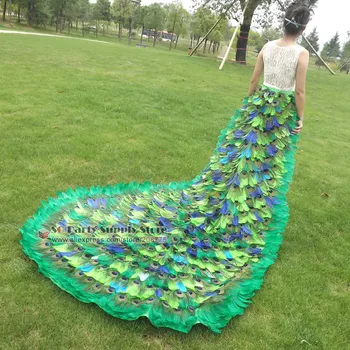 

Customize high quality natural feather cloak/trailing luxurious large size props for runway wedding performance pure handmade