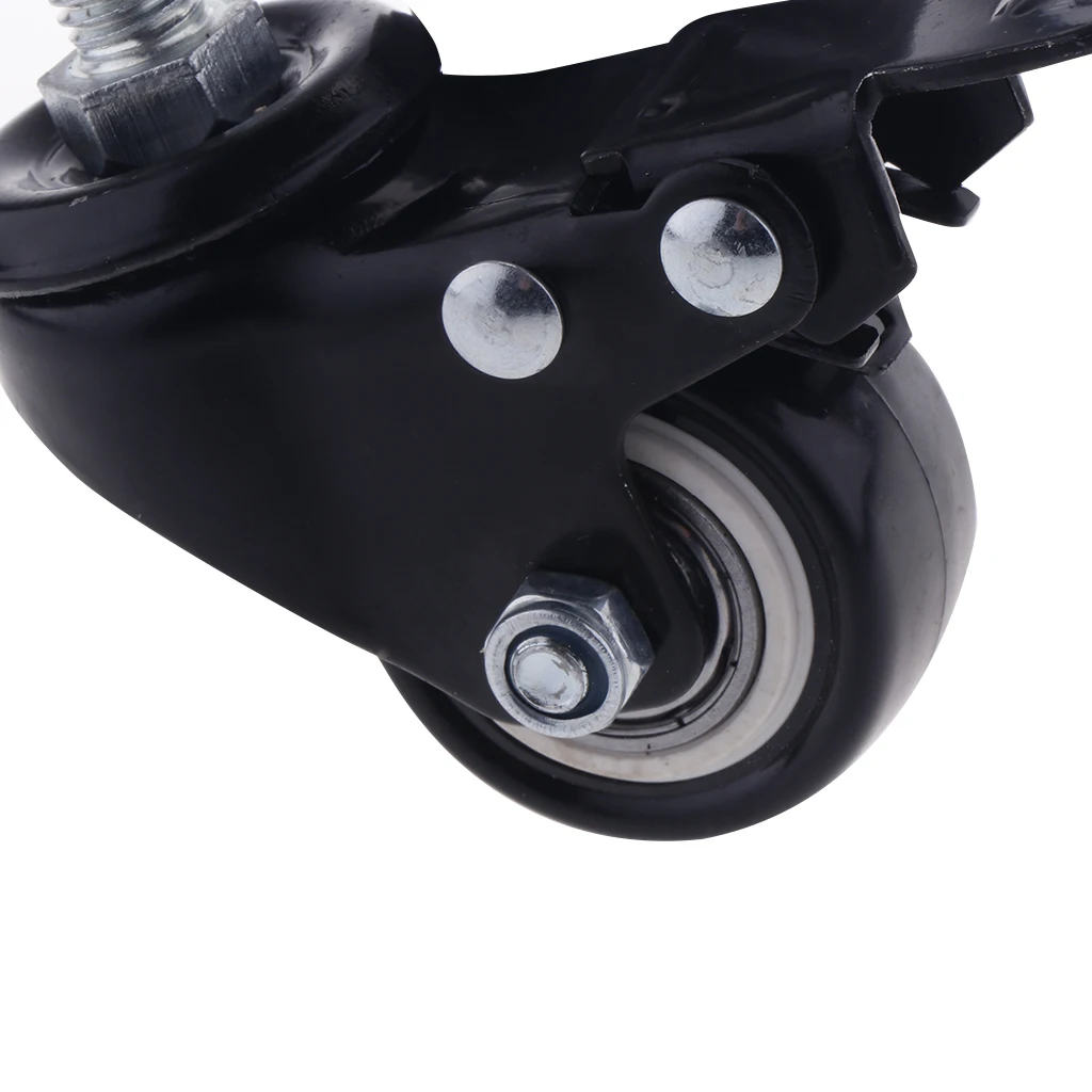 4PCS 1.5'' Mute Rubber Swivel Plate Caster Wheel M10 Universal w/ Brake Lock
