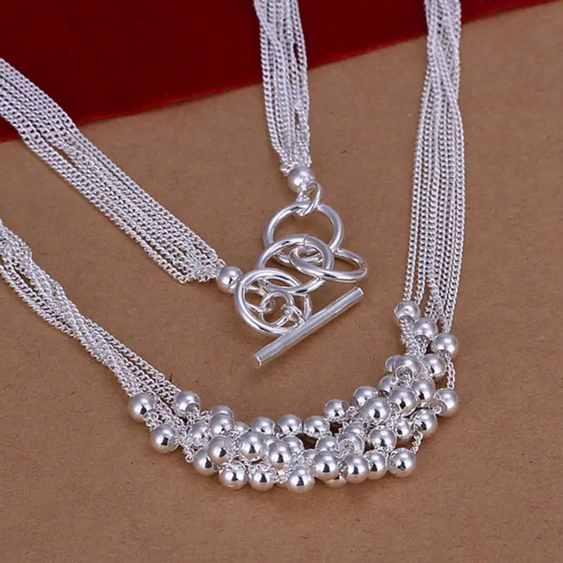 Wholesale silver plated Necklaces & Pendants,925 Jewelry silver,Six Line Necklace SN002in Chain