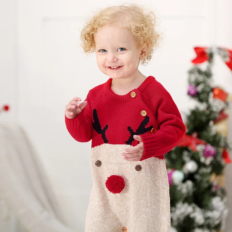

Christmas Newborn Baby Boy Girl Rompers Autumn Winter 2018 Knitted New Born Clothes Toddler Romper Infantil Menina Jumpsuit Baby